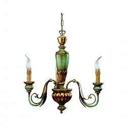 Lampadario In Legno Classico Oro Avorio Verde Arancio 3 Luci Oca