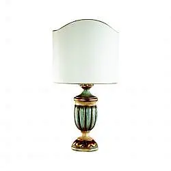 Lumetto In Legno Classico Oro Avorio Verde Arancio Con Paralume 1 Luce Oca