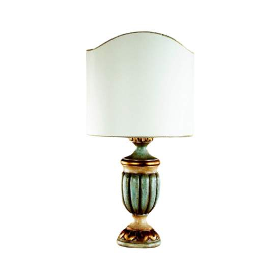 Lumetto In Legno Classico Oro Avorio Verde Arancio Con Paralume 1 Luce Oca | LuceArt