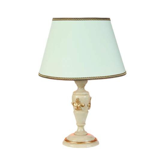 Lume In Legno Classico Crema Oro Con Paralume 1 Luce Cigno | LuceArt