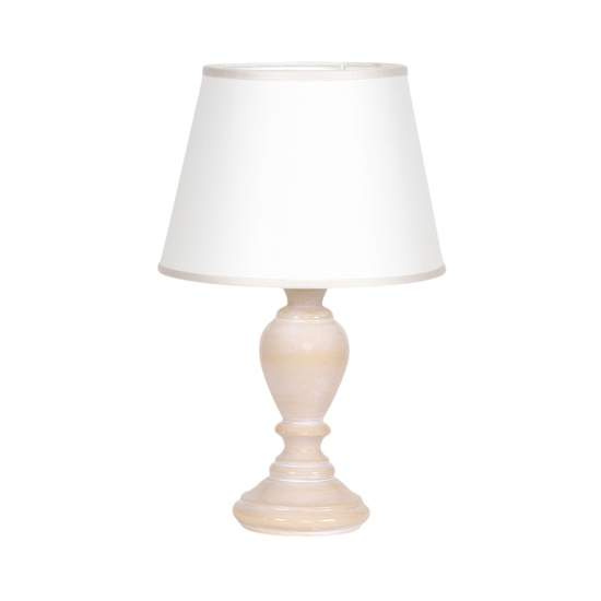 Lumetto In Legno Classico Ocra Sbiancato Con Paralume 1 Luce Anatra | LuceArt