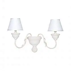 Applique In Legno Classico Crema Sbiancato Con Paralume 2 Luci Smergo