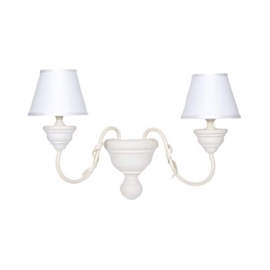 Applique In Legno Classico Crema Sbiancato Con Paralume 2 Luci Smergo | LuceArt