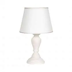 Lumetto In Legno Classico Crema Sbiancato Con Paralume 1 Luce Smergo