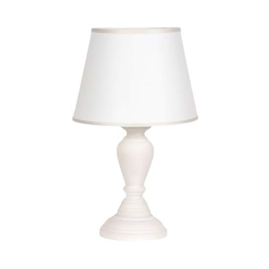 Lumetto In Legno Classico Crema Sbiancato Con Paralume 1 Luce Smergo | LuceArt