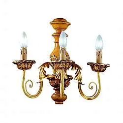 Applique In Legno Classico Giallo Senape Oro Verde Avorio 3 Luci Gabbiano