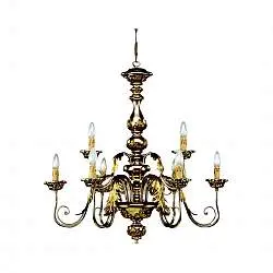 Lampadario In Legno Classico Argento Mecca 9 Luci Gabbiano