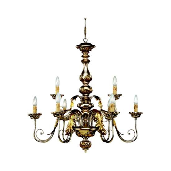 Lampadario In Legno Classico Argento Mecca 9 Luci Gabbiano | LuceArt