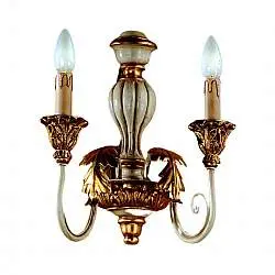 Applique In Legno Classico Avorio Oro 2 Luci Tuffolo