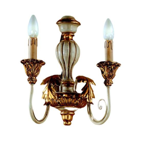Applique In Legno Classico Avorio Oro 2 Luci Tuffolo | Appliques - Lampade da Parete | Luce Art Shop Applique In Legno Classico Avorio Oro 2 Luci Tuffolo | LuceArt