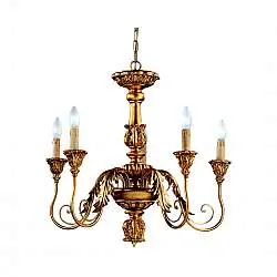 Lampadario In Legno Classico Avorio Oro 5 Luci Tuffolo