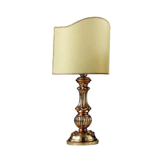 Lume In Legno Classico Argento Mecca Con Paralume 1 Luce Airone | LuceArt