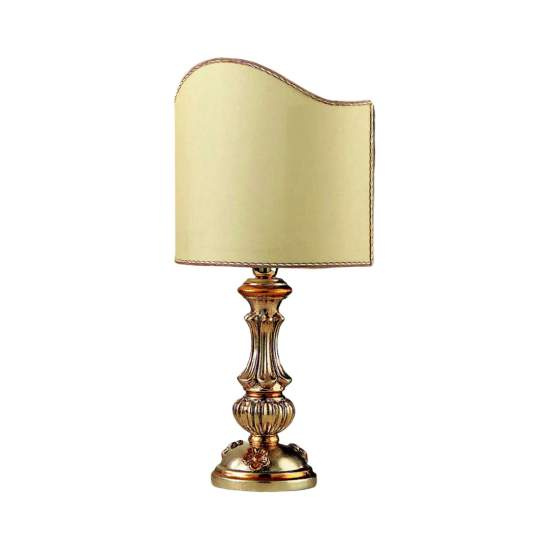 Lumetto In Legno Classico Argento Mecca Con Paralume 1 Luce Airone | LuceArt
