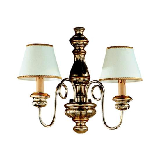 Applique In Legno Classico Argento Mecca Con Paralume 2 Luci Cicogna | LuceArt