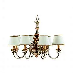 Lampadario In Legno Classico Argento Mecca Con Paralume 8 Luci Cicogna