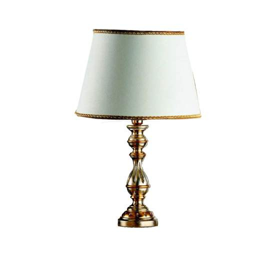 Lume In Legno Classico Argento Mecca Con Paralume 1 Luce Cicogna | LuceArt