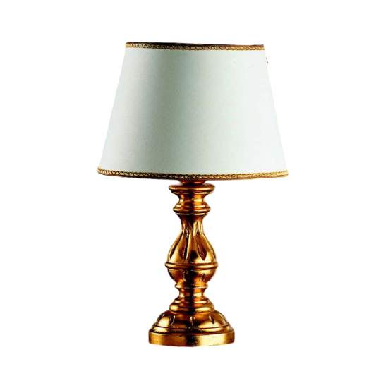 Lumetto In Legno Classico Oro Con Paralume 1 Luce Cicogna | LuceArt