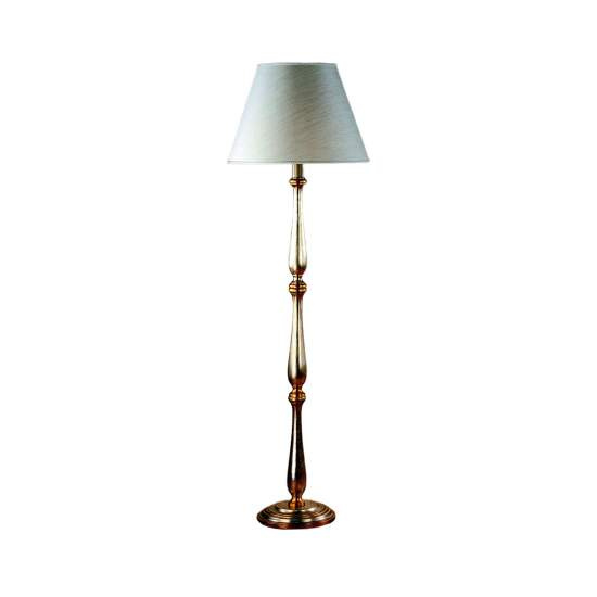 Lampada Da Terra In Legno Classico Argento Mecca Con Paralume 1 Luce Corvo | LuceArt