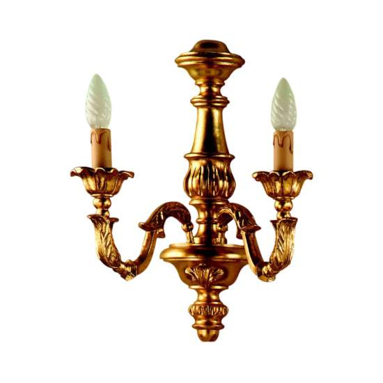 Applique In Legno Classico Oro 2 Luci Cavaliere | LuceArt