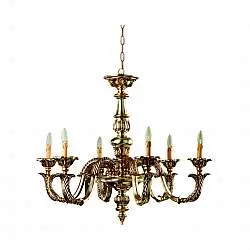 Lampadario In Legno Classico Argento Mecca 6 Luci Cavaliere