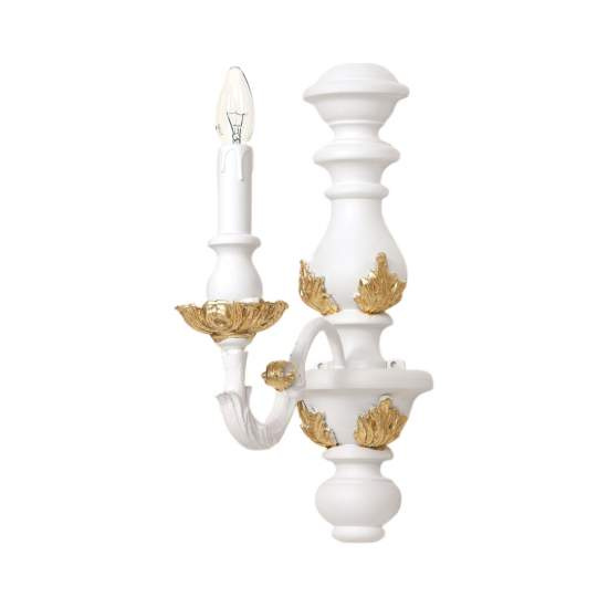 Applique In Legno Classico Bianco Oro Naturale 1 Luce Fenicottero | Appliques - Lampade da Parete | Luce Art Shop Applique In Legno Classico Bianco Oro Naturale 1 Luce Fenicottero | LuceArt
