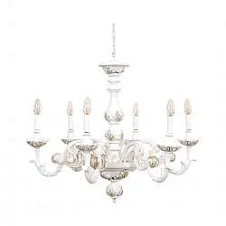 Lampadario In Legno Classico Bianco Opaco 6 Luci Fenicottero