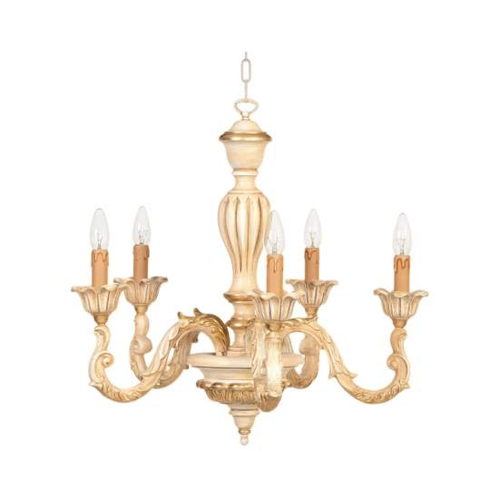 Lampadario In Legno Classico Crema Decapè Oro 5 Luci Avocetta | Lampadari e Sospensioni | Luce Art Shop Lampadario In Legno Classico Crema Decapè Oro 5 Luci Avocetta | LuceArt