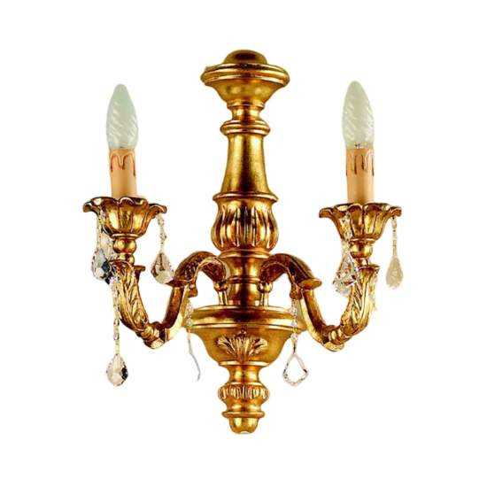 Applique In Legno Classico Oro 2 Luci Trampoliere | LuceArt