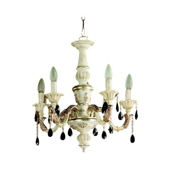 Lampadario In Legno Classico Bianco Argento 5 Luci Cavaliere | Lampadari e Sospensioni | Luce Art Shop Lampadario In Legno Classico Bianco Argento 5 Luci Cavaliere | LuceArt