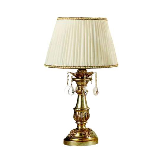 Lumetto In Legno Classico Argento Mecca Con Paralume 1 Luce Trampoliere | LuceArt