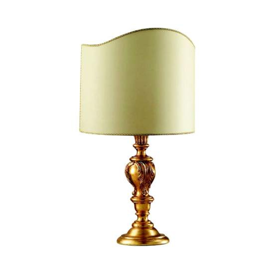 Lume In Legno Classico Oro Con Paralume 1 Luce Piviero | LuceArt