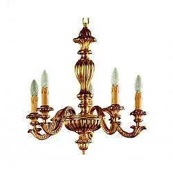 Lampadario In Legno Classico Oro 5 Luci Beccaccia