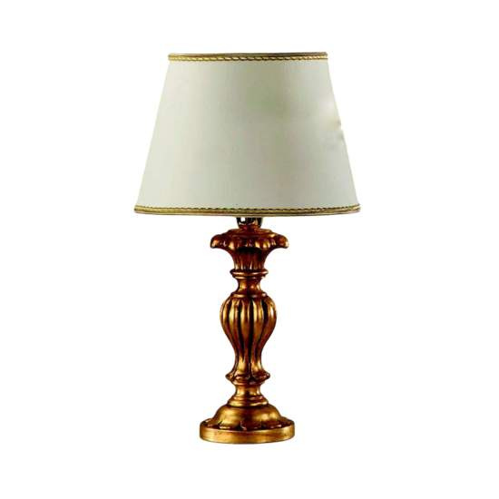 Lumetto In Legno Classico Oro Con Paralume 1 Luce Beccaccia | LuceArt