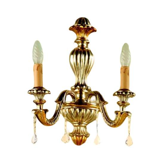 Applique In Legno Classico Argento Mecca 2 Luci Fagiano | LuceArt