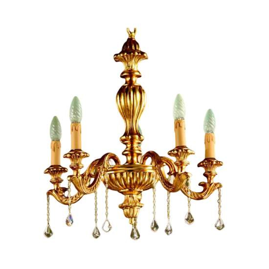 Lampadario In Legno Classico Oro 5 Luci Fagiano | Lampadari e Sospensioni | Luce Art Shop Lampadario In Legno Classico Oro 5 Luci Fagiano | LuceArt
