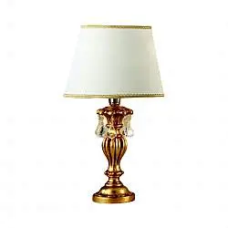 Lumetto In Legno Classico Oro Con Paralume 1 Luce Fagiano