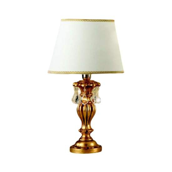 Lumetto In Legno Classico Oro Con Paralume 1 Luce Fagiano | LuceArt