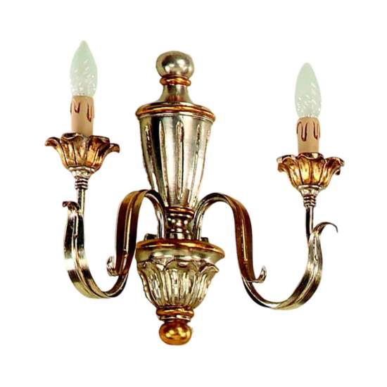Applique In Legno Classico Argento Mecca 2 Luci Pernice | Appliques - Lampade da Parete | Luce Art Shop Applique In Legno Classico Argento Mecca 2 Luci Pernice | LuceArt