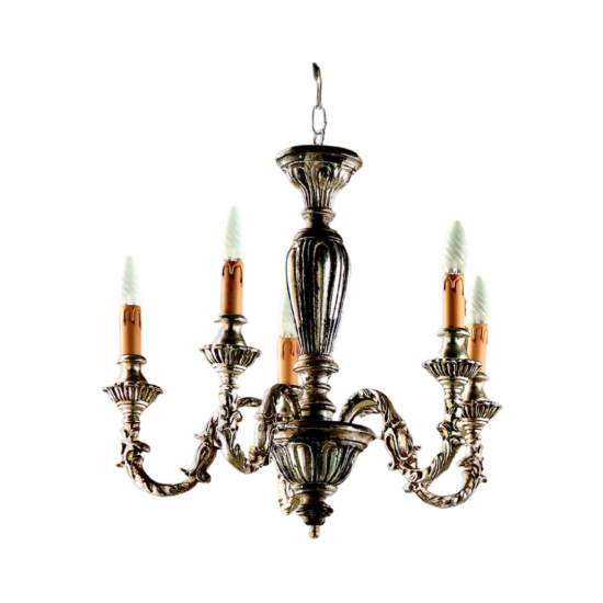 Lampadario In Legno Classico Marrone Argento Etrusco 5 Luci Piccione | Lampadari e Sospensioni | Luce Art Shop Lampadario In Legno Classico Marrone Argento Etrusco 5 Luci Piccione | LuceArt