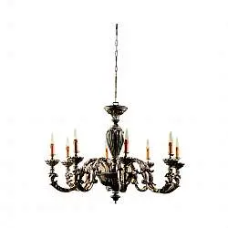 Lampadario In Legno Classico Marrone Argento Etrusco 8 Luci Piccione
