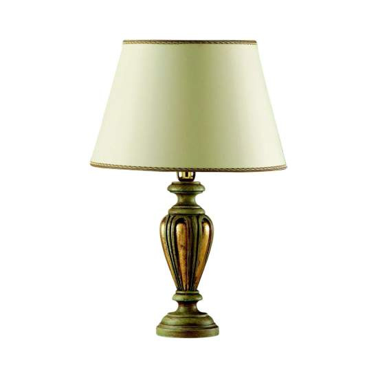 Lume In Legno Classico Verde Etrusco Oro Con Paralume 1 Luce Piccione | LuceArt