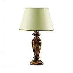 Lumetto In Legno Classico Verde Etrusco Oro Con Paralume 1 Luce Piccione