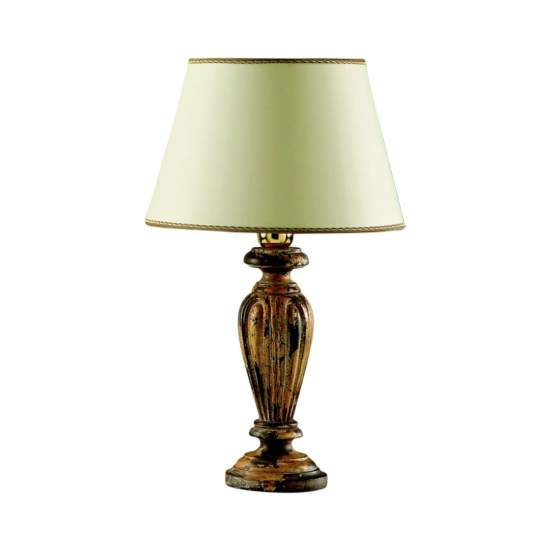Lumetto In Legno Classico Verde Etrusco Oro Con Paralume 1 Luce Piccione | LuceArt