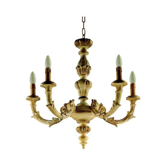 Lampadario In Legno Classico Giallo Crema Sbiancato 5 Luci Rondone | Lampadari e Sospensioni | Luce Art Shop Lampadario In Legno Classico Giallo Crema Sbiancato 5 Luci Rondone | LuceArt