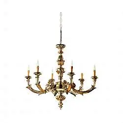 Lampadario In Legno Classico Oro 8 Luci Rondone