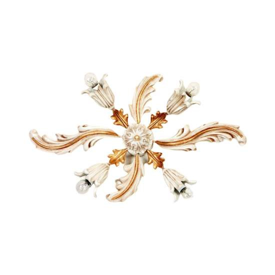 Plafoniera In Legno Classico Avorio Oro 4 Luci Pappagallo | LuceArt