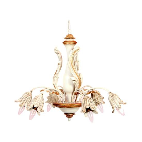Lampadario In Legno Classico Avorio Oro 6 Luci Pappagallo | Lampadari e Sospensioni | Luce Art Shop Lampadario In Legno Classico Avorio Oro 6 Luci Pappagallo | LuceArt
