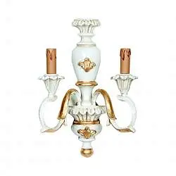 Applique In Legno Classico Avorio Oro 2 Luci Picchio