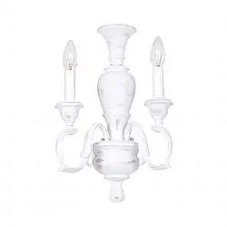 Applique In Legno Classico Bianco Sciupato 2 Luci Folaga