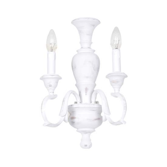 Applique In Legno Classico Bianco Sciupato 2 Luci Folaga | LuceArt